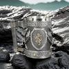 Medieval Viking Axe Mug, British Golden Lion Shield Beer Mug Stainless Steel Coffee Mug Tomahawk Beer Mug