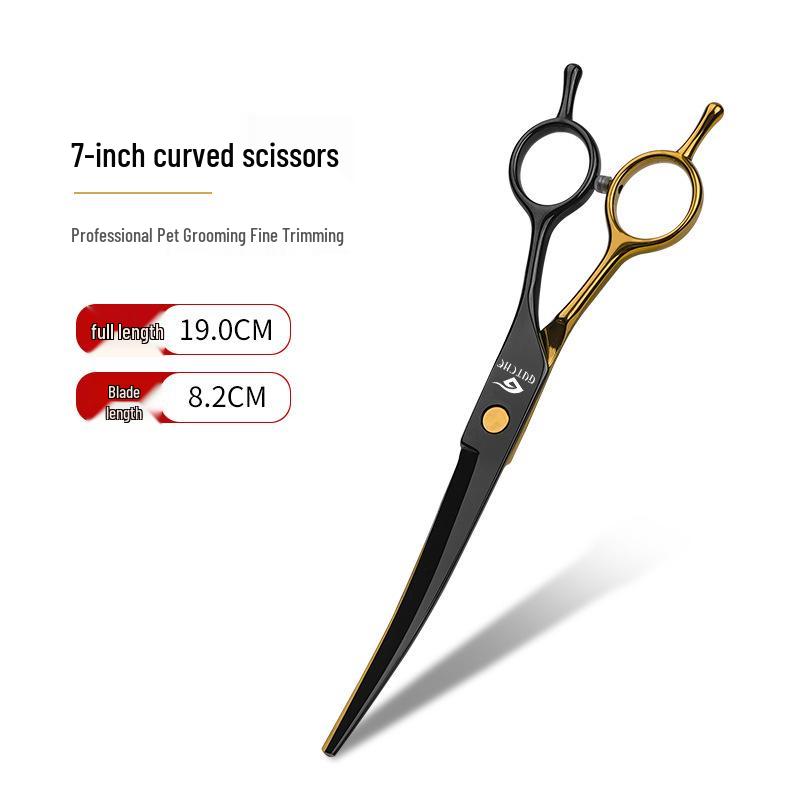All-Steel Pet Grooming Scissors Set - Includes Curved Dog Hair Cutting Scissors