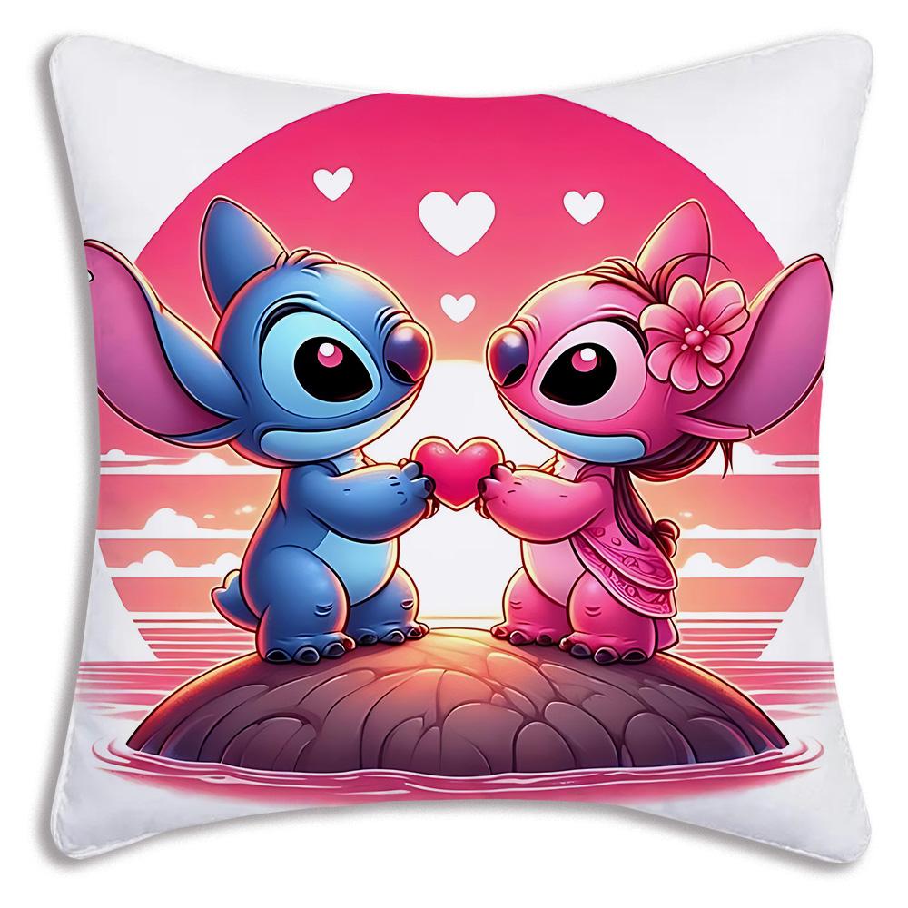 Hot Cartoon Anime S-Stitchs Pillow Covers Cartoon Sofa Decorative Home Double-Sided Printing Short Plush Cute Cushion Cover