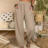 Harem Pants for Summer Beach Solid Color with Pockets Loose Fit Temperament