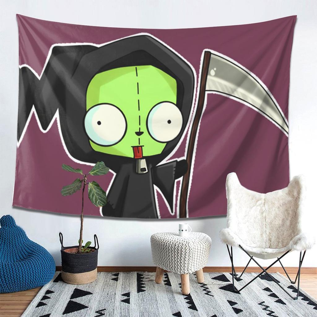 Invader Zim Gir Spooky Tapestry Decor Art Aesthetic Tapestries for Living Room Bedroom Home Wall Cloth Wall Hanging