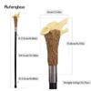 Yellow Resin Wolf Head Tree Root Walking Cane Fashion Decorative Steel Stick Gentleman Elegant Cosplay Cane Knob Crosier 94cm