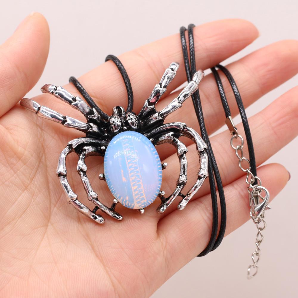 Natural Shell Alloy Necklace Spider-Shaped Brooch Pendant Charms For Elegant Women Love Romantic Gift