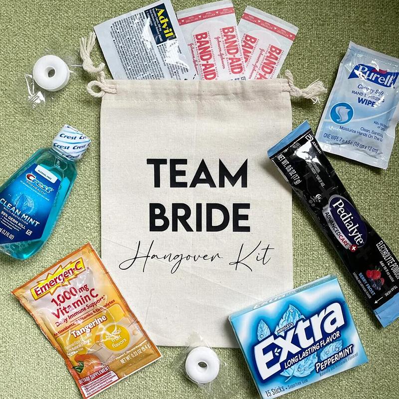 5pcs Team Bride Survival Hangover Kit bags Bachelorette Party bridal shower bride to be wedding decoration Favor bridesmaid gift