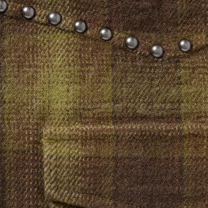 Supreme Studded Shadow Plaid Zip Up Shirt Olive