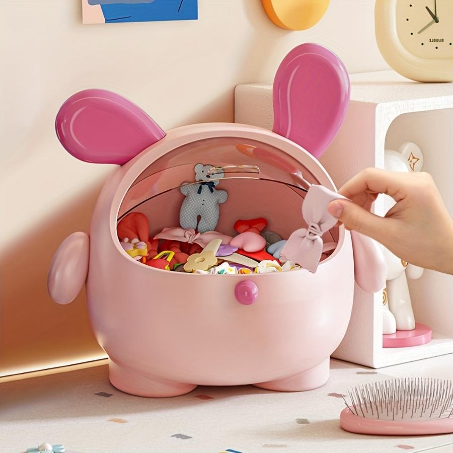 Cute Bunny-Shaped Cosmetic Organizer Box - Multi-Functional Makeup Display Case with Jewelry and Lipstick Storage