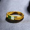 Vergoldete Verstellbare Partnerringe mit Jade-Einlage - Hochwertiger Schmuck für Männer und Frauen