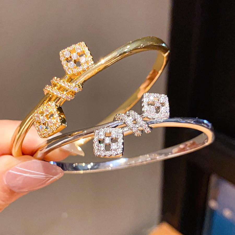 Geometric Zircon Square Buckle Bracelet For Women Fashion Jewelry