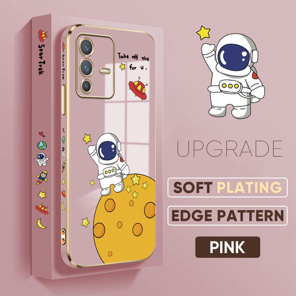 For Honor 90 70 50 X7a X9a P30 Pro P40 Lite Infinix Hot 40i 30i Vivo Y22 Y18 V30 Pro V40 Soft Plated TPU Cartoon Astronaut Phone Casing