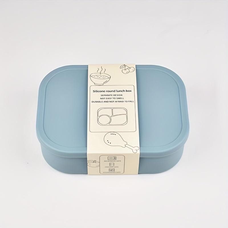 Cutie de prânz Bento din silicon, Sigură pentru microunde, Recipient pentru mâncare cu 4 compartimente etanș, Spălare manuală, Rectangulară, Manual, Ideală pentru angajați de birou și studenți