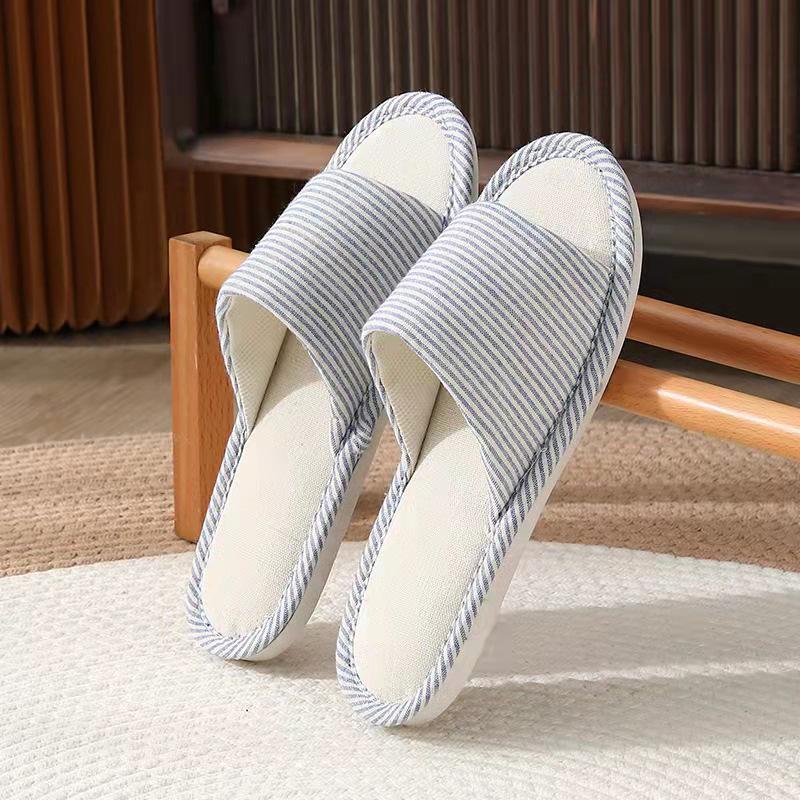 

Классические полосатые льняные тапочки - Нескользящие, Утолщенные, Комфортные для дома, для пар и отелей 39-40 (Fits 38-39) синий