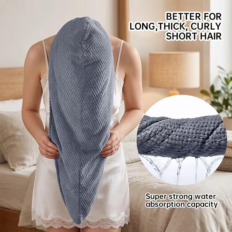 Microfiber Hair Towel Wrap Soft Quick Dry Hair Drying Cap Anti Frizz Hair Turban Bathroom Accessory