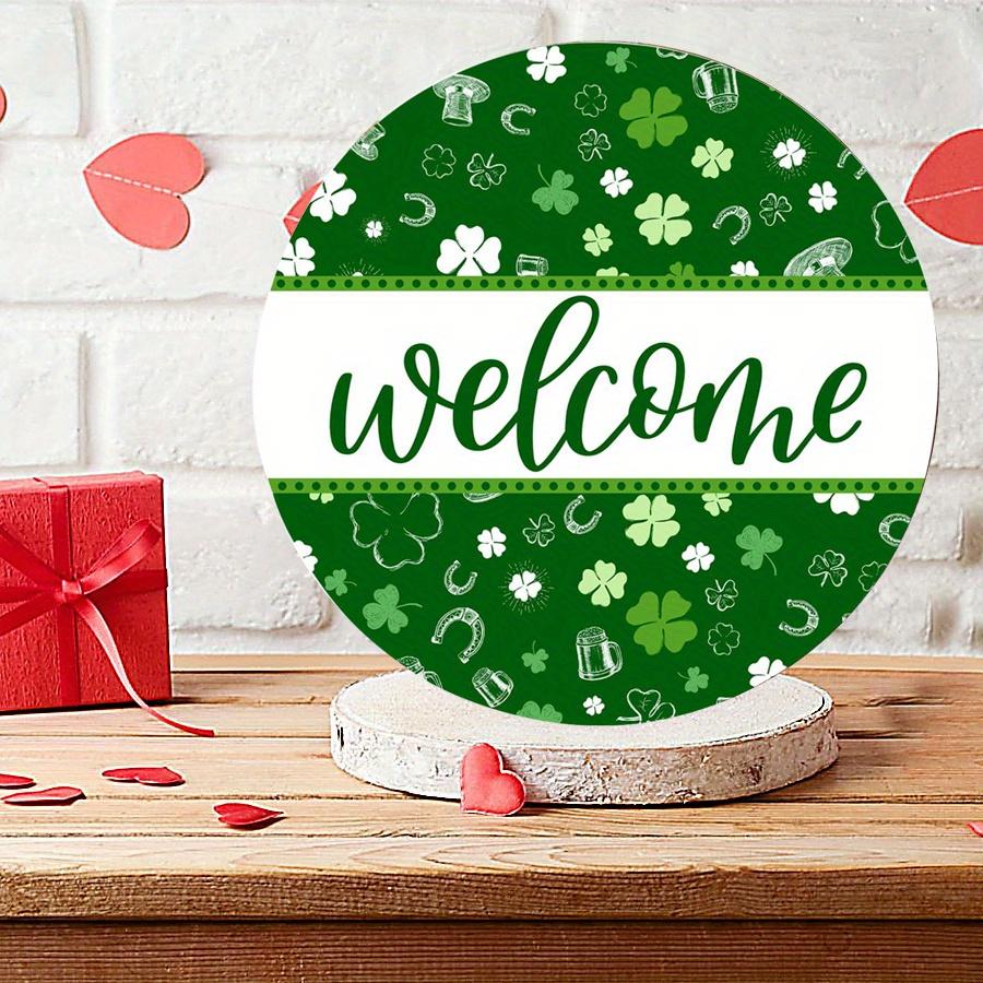 2D Flat 20cm Happy St.patrick's Day Welcome Sign Wooden Wall Hanging Decor - Car Balloon Universal Holiday Wooden Pendant, Home Decoration, Welcome