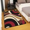 Contemporary Earthy Tone Themed Rug,Red Brown Beige Abstract Wave Non-Slip Floor Mat for Bedroom Living Room Office Decor Carpet