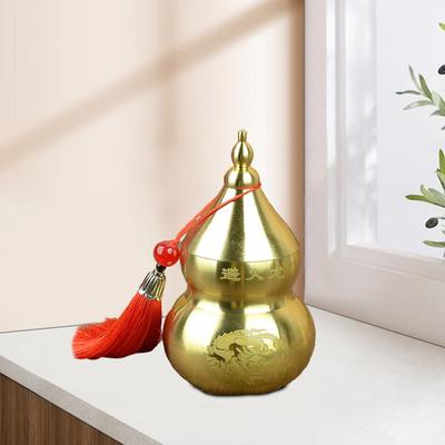 Gourd Ornament Feng Shui Brass Pot Chinese Letters Gourd Sculpture for Home Decorations Unique Gifts