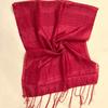 New Solid Red Flag Yarn Striped Handmade Fringed Long Scarf Shawl