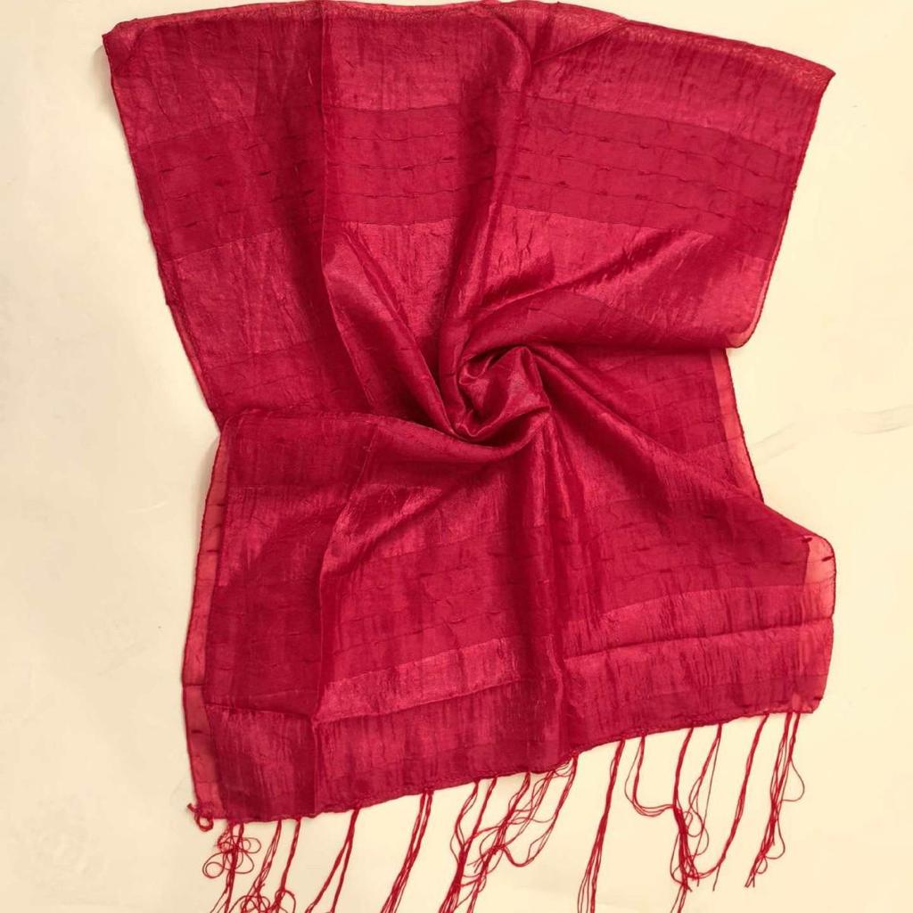 New Solid Red Flag Yarn Striped Handmade Fringed Long Scarf Shawl