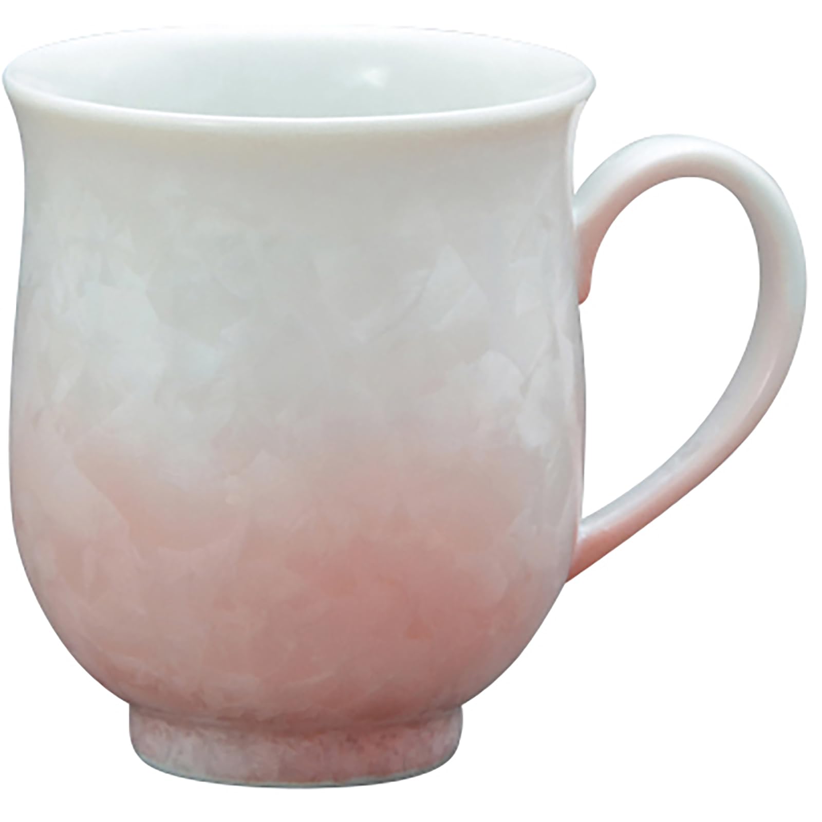 

Kyoto ware/Kiyomizu ware mug, approximately 280ml capacity, floral crystal pattern, white background with red accents, made in Japan. (KTA956-02)