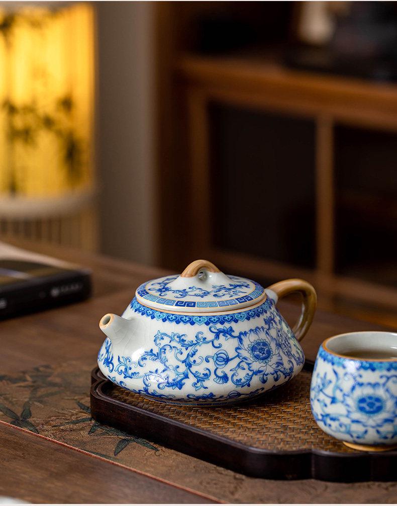 Jun Ware Blue and White Teapot: Chinese High-End Large Size for Brewing Tea Kung Fu Style 2026