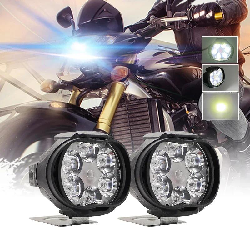 2pcs Led Headlight Motorcycles White Super Bright Auxiliary Working Front Light Scooter Spotlight Additional Spot Light Fog Lamp