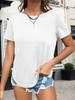 Women's Twist Backless Short Sleeve Top Round Neck Curved Hem Casual Tee