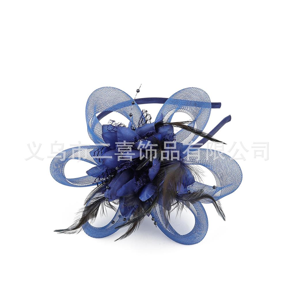 Nouvel hennin à plumes pour fête de mariage, épingle à cheveux bandeau double usage, accessoires de cheveux, chapeau haut