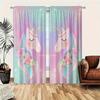 2PCS Pink Green Unicorn Curtain with Pole Bag Design   Protecting Privacy   Suitable for Various Decorative Scenes