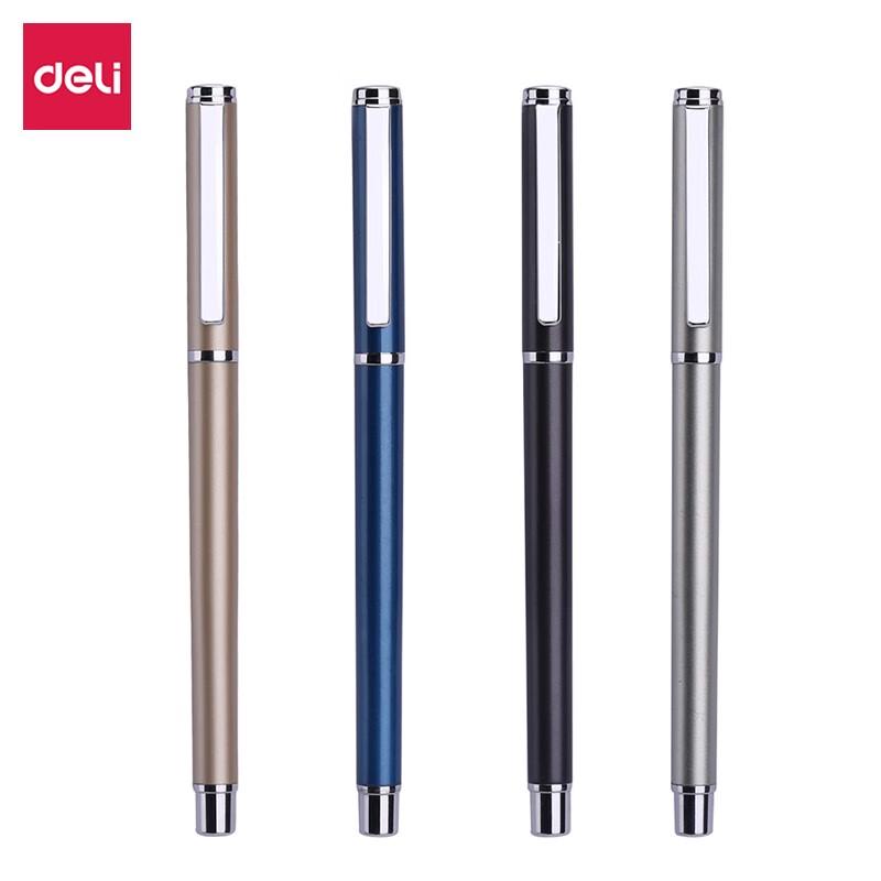 Deli S82-01 0.5mm Metal Business Gel Pen, 4-Pack