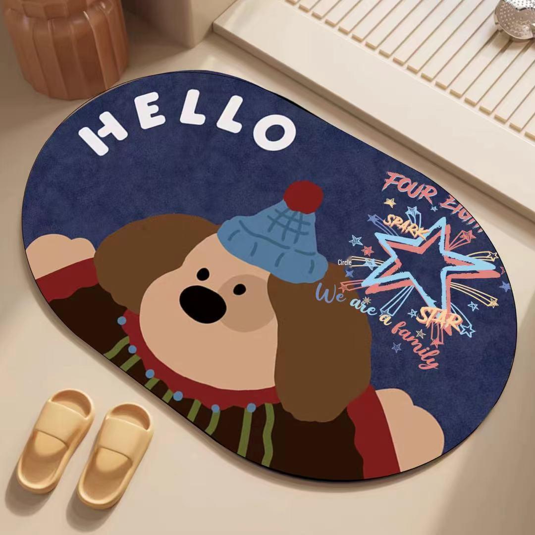 

Cartoon Quick-Drying Diatom Mud Bathroom Mat - Water Absorbent, Dirt Resistant, Non-Slip, Easy-to-Clean 40 x 60 cm