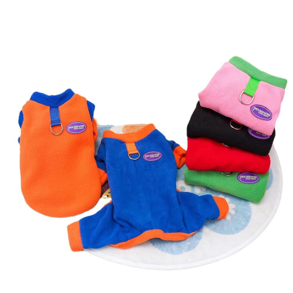 Autumn Winter Contrasting Four Legged Pants Pet Jumpsuit Little Dog Clothes Contrasting Patchwork Jacket Teddy Bear Small Dog