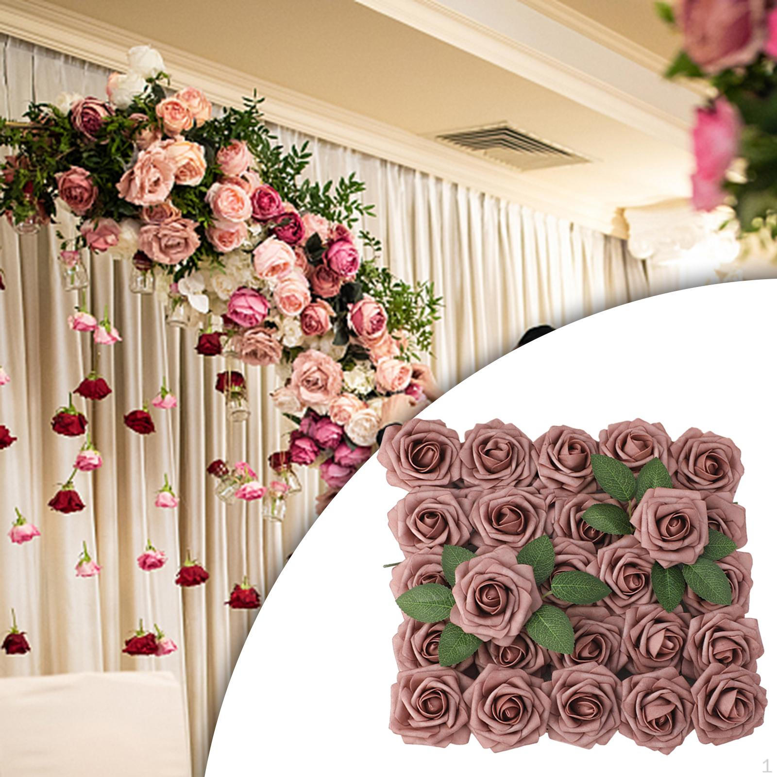 

Artificial Flower Box, Fake Rose with Leaves, for Year Party рожевий