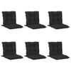 Low Back Chair Cushion Set 6 Pcs Melange Black
