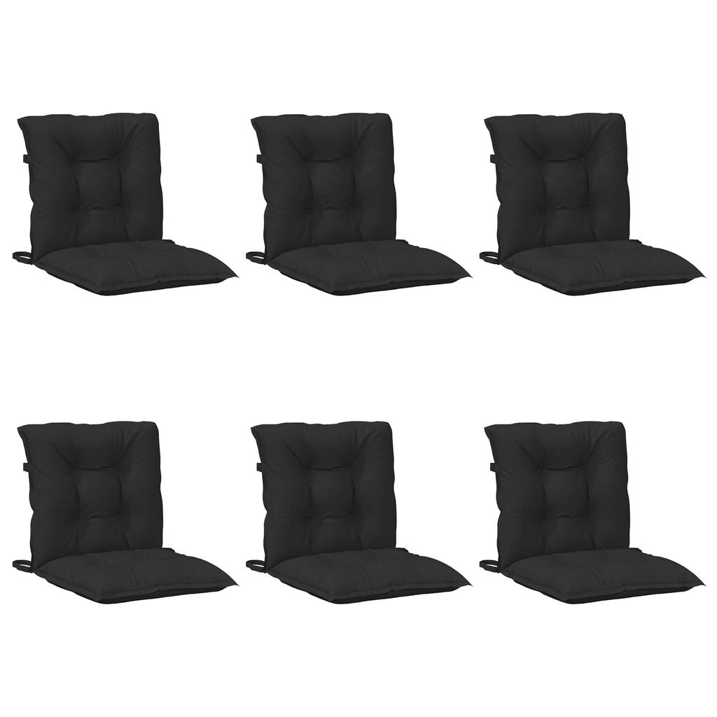 Low Back Chair Cushion Set 6 pcs Melange Black