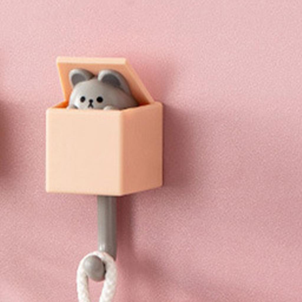 Cute Animal Hook Adhesive Coat Hook Wall Mount 3.3lb Bearing Capacity Key Hook for Clothes Scarf Hat Towel Bag