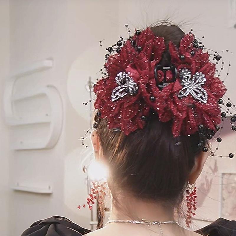 Flower Butterfly Tassel Hairpin Flower Headdress Exaggerated Hairpin