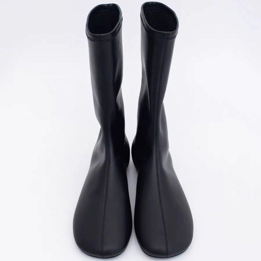 Cizme șosetă versatile, plate, până la jumătatea gambei, pentru femei - 2025 Design nou elastic cu vârf rotund, cu efect de subțiere