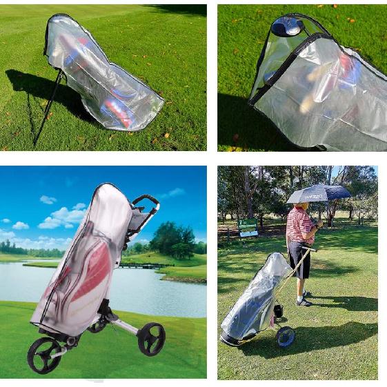 HOW TRUE Golf Bag Rain Cover Waterproof PVC Golf Bag Rain Protection Cover with Hood for Golf Push Carts