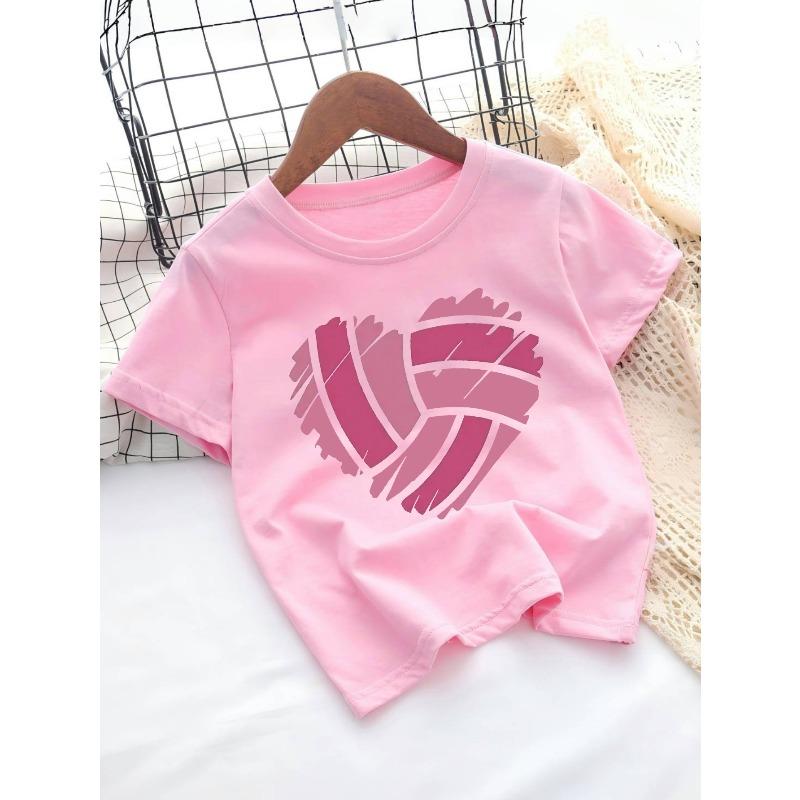 European Size Childrens Fashion Round Neck T-Shirt Summer Casual Printed Top