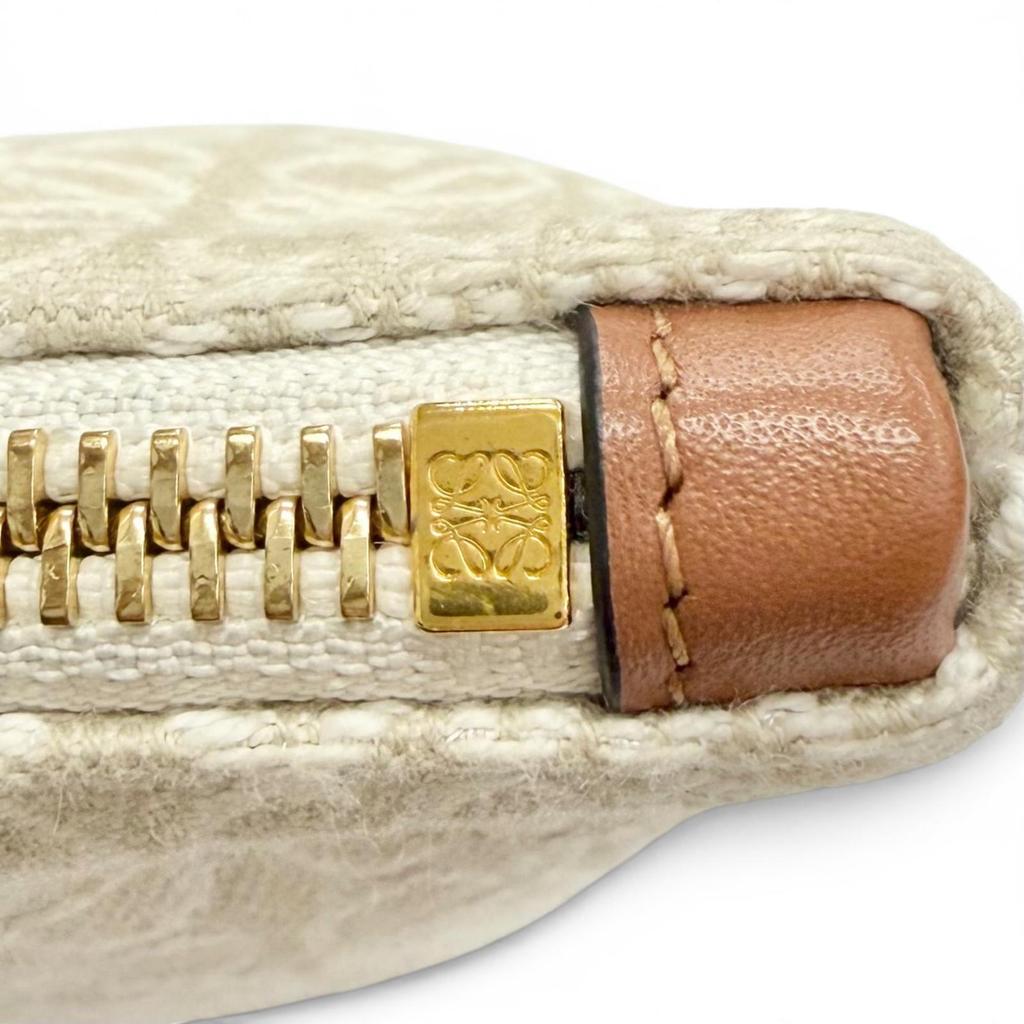 Great LOEWE Clutch Bag OBLONG POUCH Anagram Logo Leather Patch C821C63X05 Used