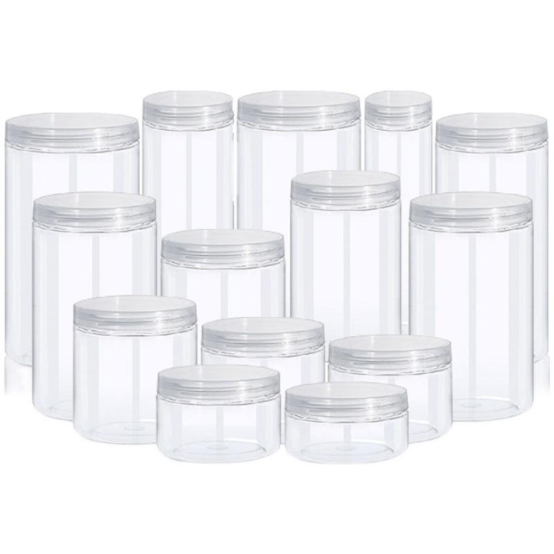 Plastic Packing Bottle Pet Clear Empty Seal Bottle Circular Bucket Storage Biscuit Jar Food Grade Sealed Cans Tank Container