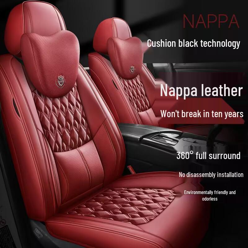Nappa Leather Full Surround Seat Cushion Set for Five-Seat Cars, Universal Four-Season Car Seat Covers