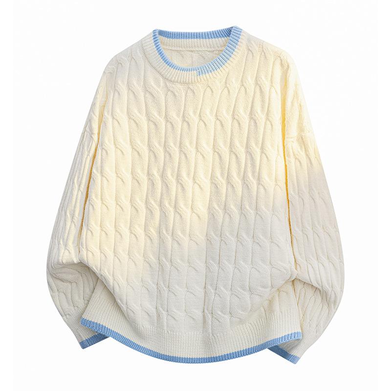 Pullovers Long Sleeves Sweaters Unisex Sweater Round Neck Loose Tide Knit Clashing Stripes Line Clothing Couple Models Round Neck Bottoming Shirt