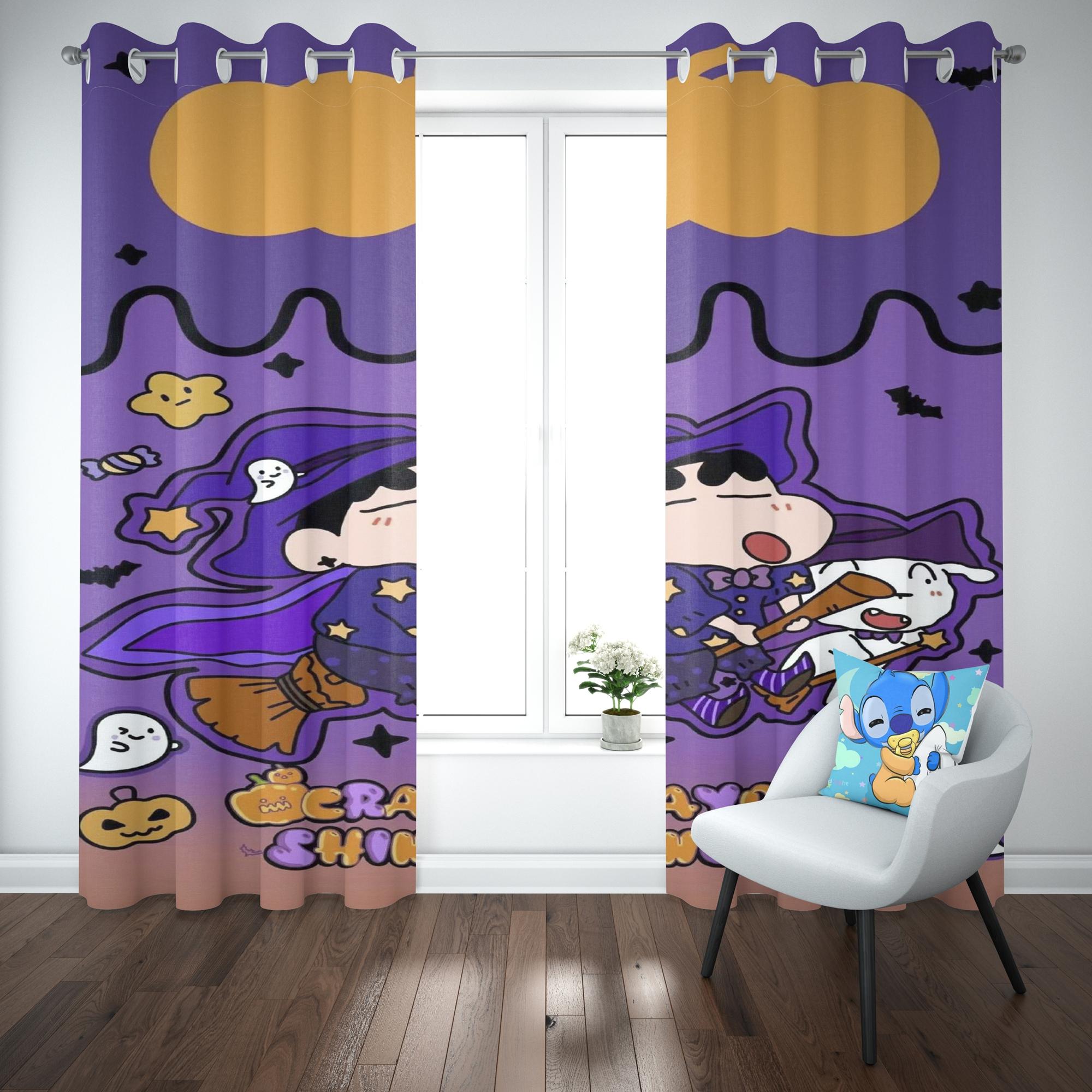 

Crayon Shin Chan Digital Print Curtains Cartoon Window Curtain Bedroom Fashion Style Home Decor Cute Anime Findings Room Darkening For Polyester W100*H130(CM)-Rod Pocket&2PCS