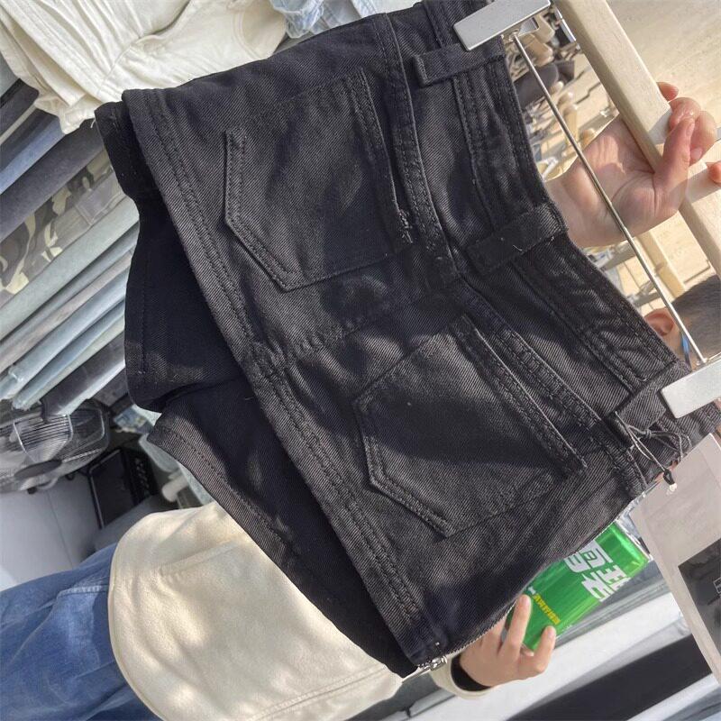 Gonna corta di jeans bianca alla moda: Dimagrante, Versatile, Zip Laterale, Caratteristica Anti-Esposizione