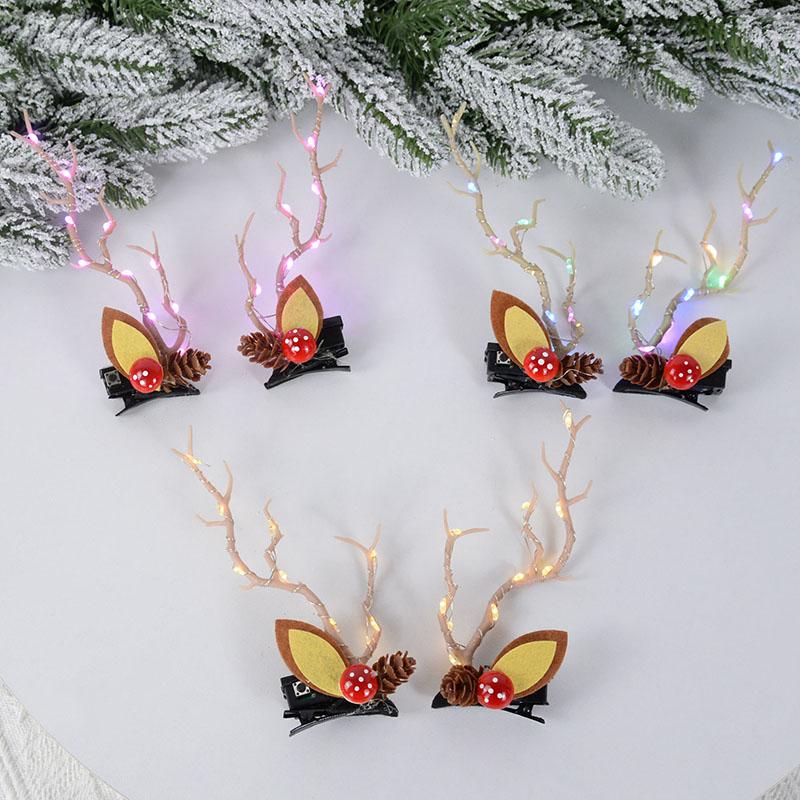 Świąteczny LED Światło Róg Renifera Spinka do Włosów Kobieta Dziewczyna Świecący Róg Łosia Ucho Nakrycie Głowy Akcesoria do Włosów Dekoracja Świąteczna Noworoczna