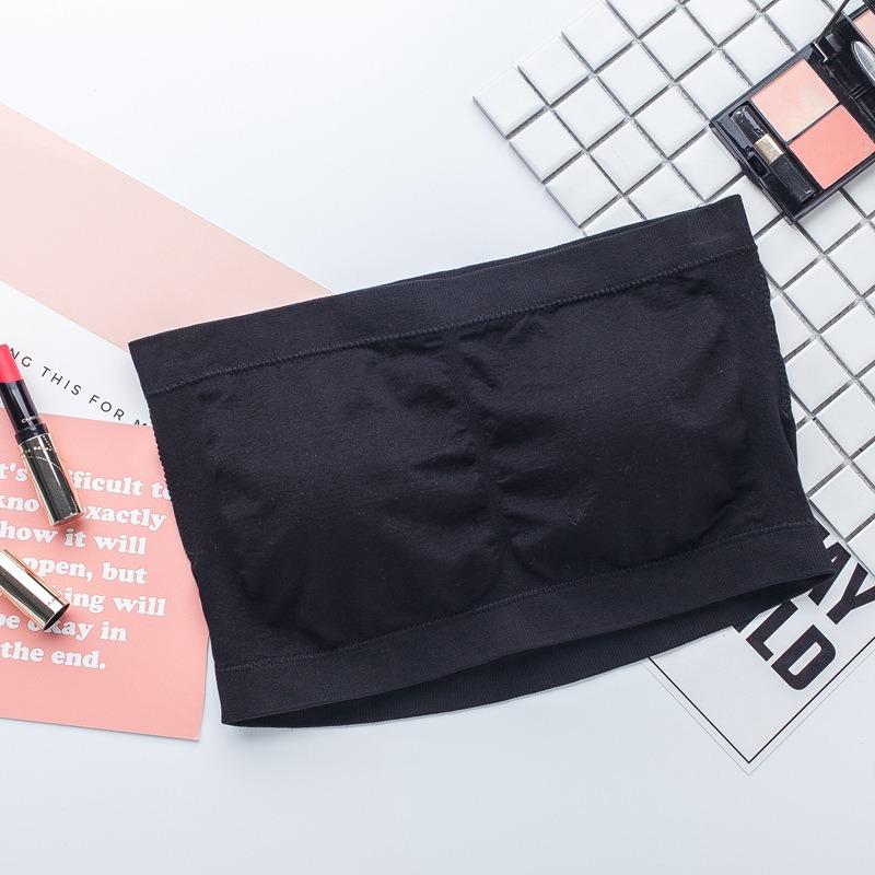 Women Anti Exposure One Piece Strapless Bandeau Bra With Built In Chest Pad