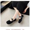 Fashion Women's Felt Mary Janes Shoes Square Toe Ballet Flats for Female New Fashion Buckle Strap Ladies Shoes Spring Autumn