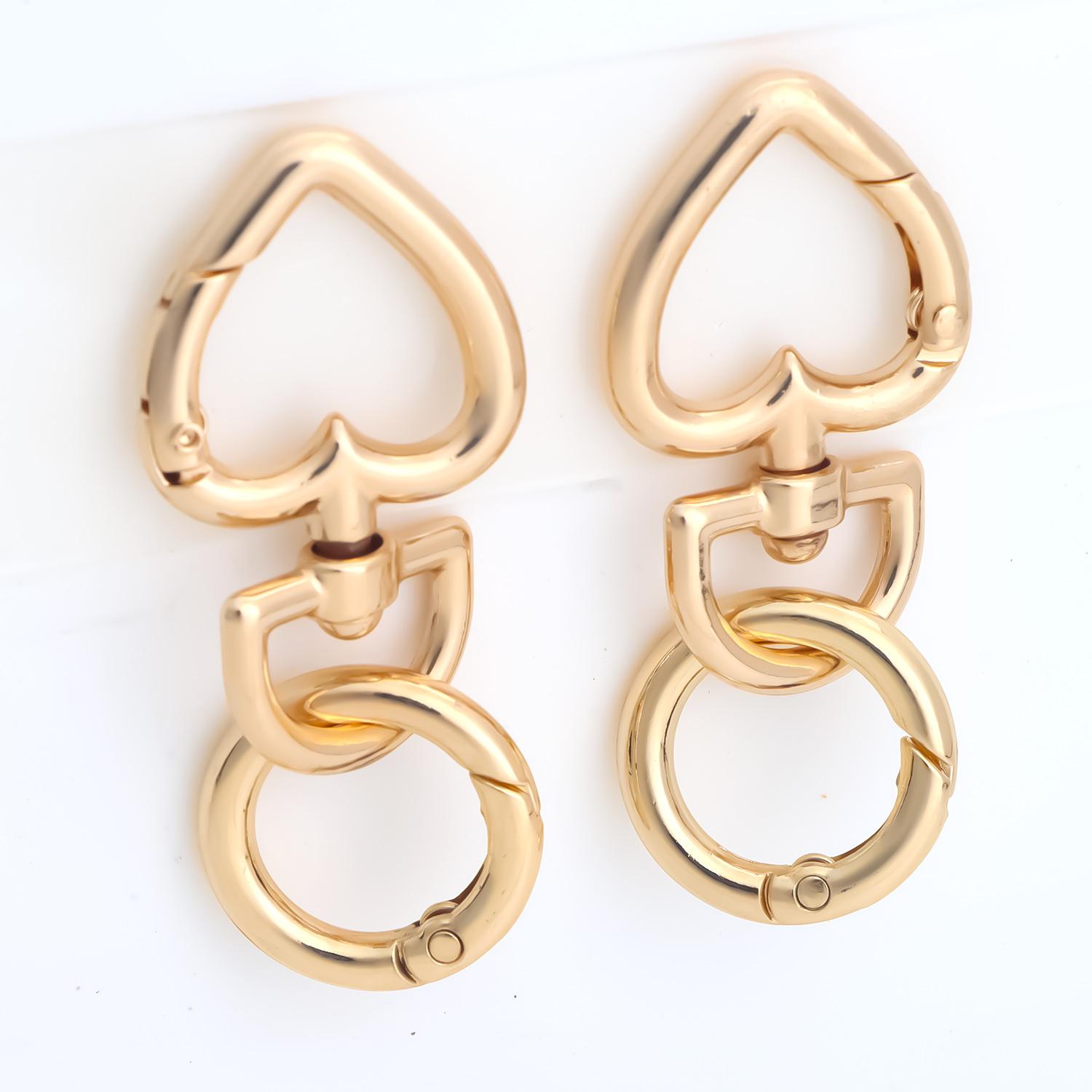 

2pcs Heart Keychain, Heart Clips for Keys, Snap Hook Keychain Clip for Card Holders Keychains золотой