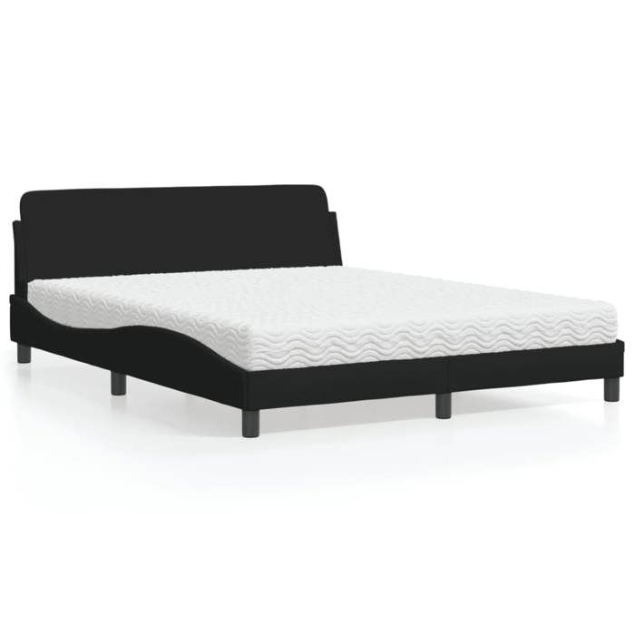 VidaXL Bed with Mattress Black 160x200 Cm Fabric 3208426