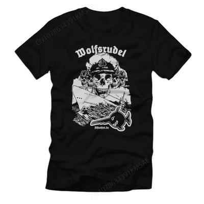 T-Shirt Cotton O-Neck Summer Short Sleeve Mens T-shirt  German Naval Skull Saw Fish Swordfish Wolf Pack Submarine